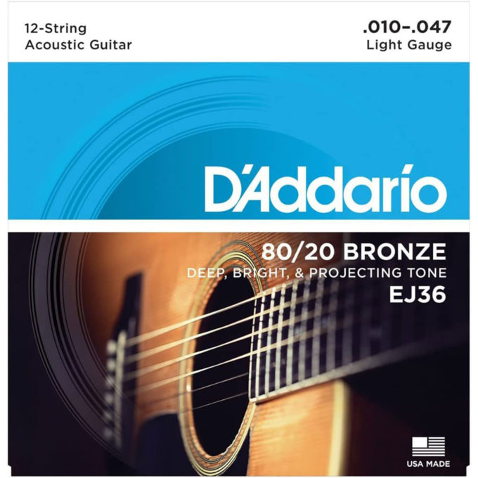 JUEGO CUERDA GUITARRA ACUSTICA D ADDARIO EJ36 12 CUERDAS NI